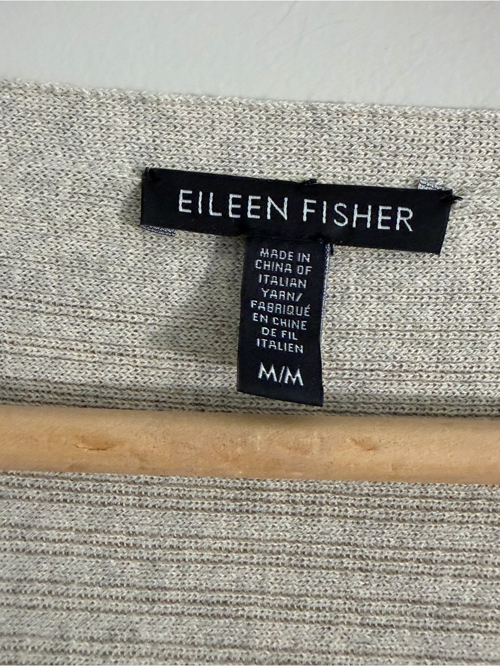 Eileen Fisher 100% Wool Seeater Womens M Beige Dolman Ribbed Pullover Minimalist - Picture 4 of 9